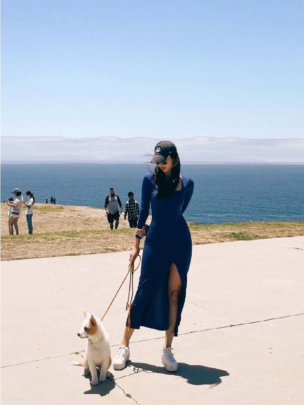 Navy Long Sleeve Square Neck Maxi Dress